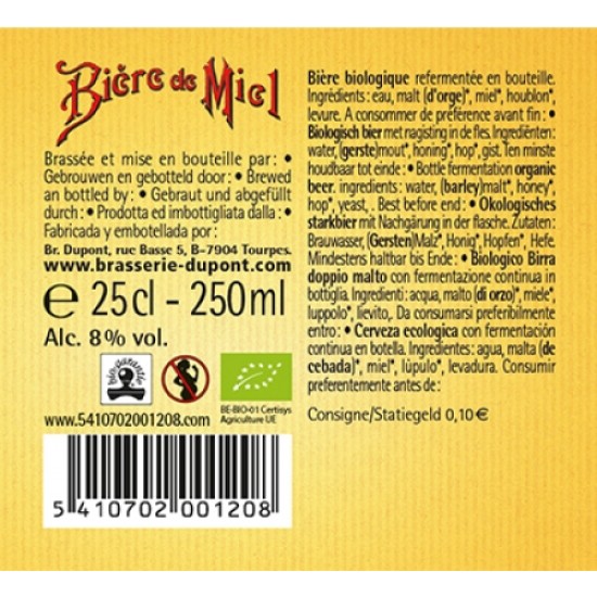 Biere de Miel Bio - Cerveza Belga Temporada Bio 25cl