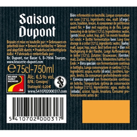 Saison Dupont - Cerveza Belga Blonde 75cl